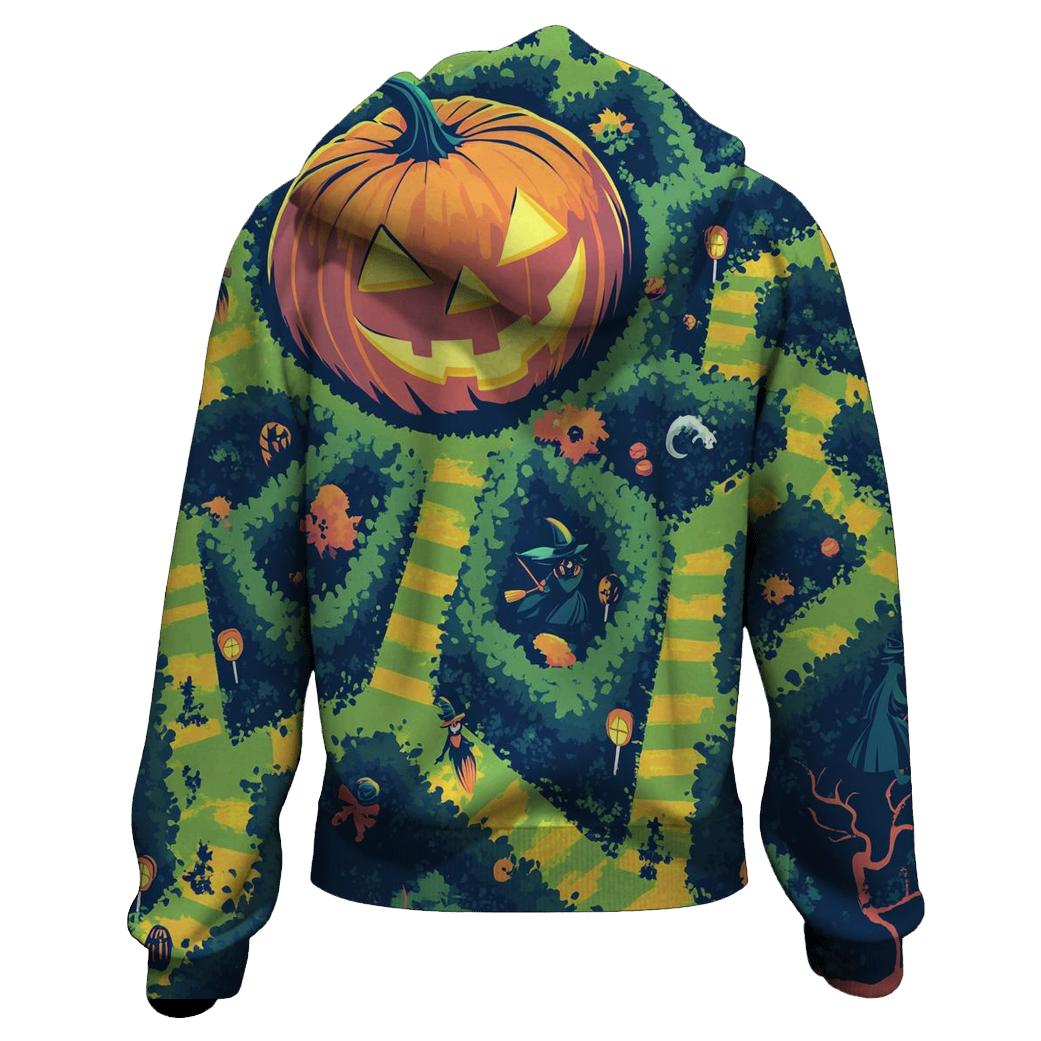 Haunted Maze Race On Broomsticks printed hoodies