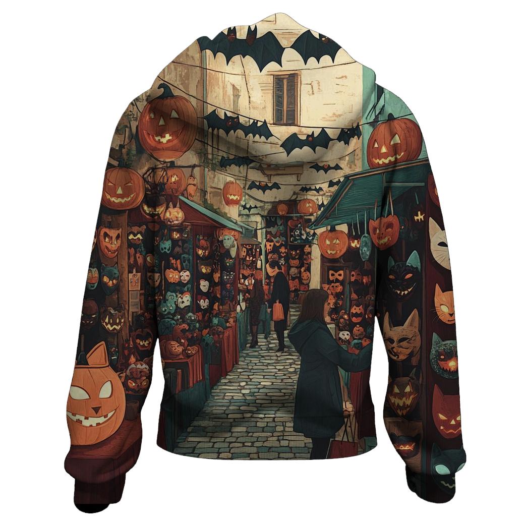 Market Of Masks In Halloween Alley premium hoodies