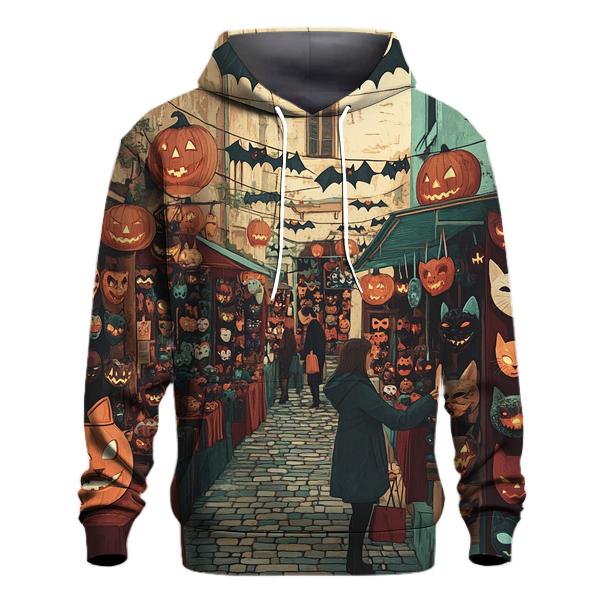 Market Of Masks In Halloween Alley premium hoodies