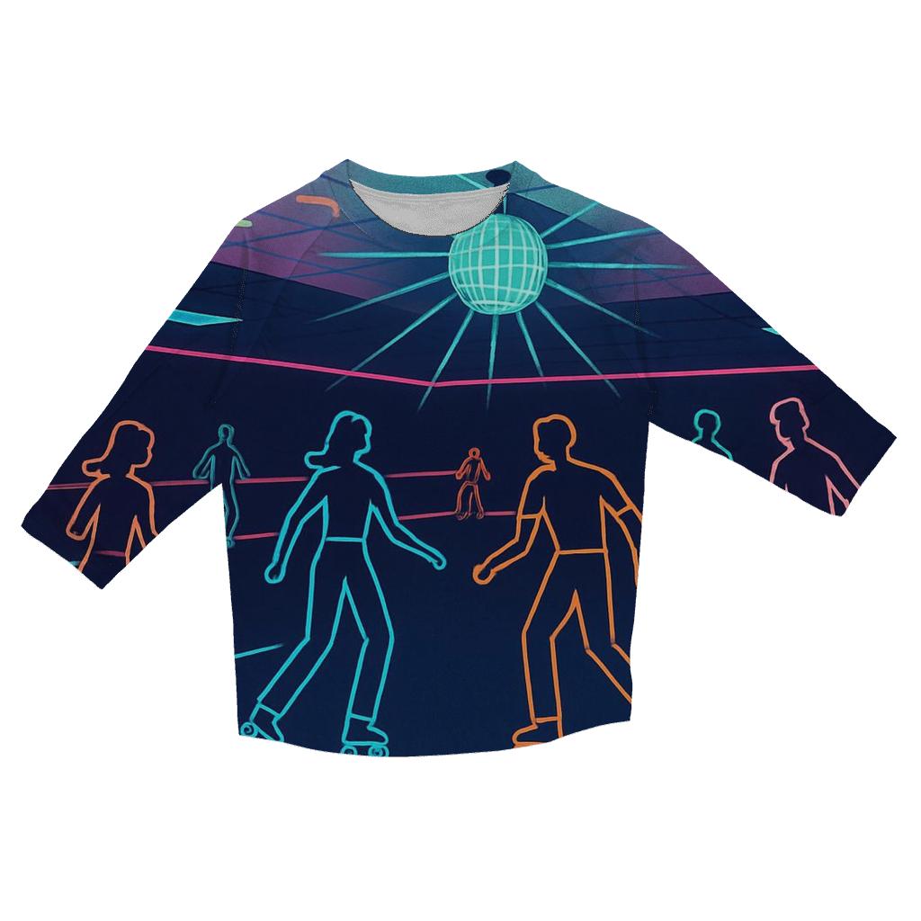 Neon Roller Rink Nights printed three quarter sleeve shirts