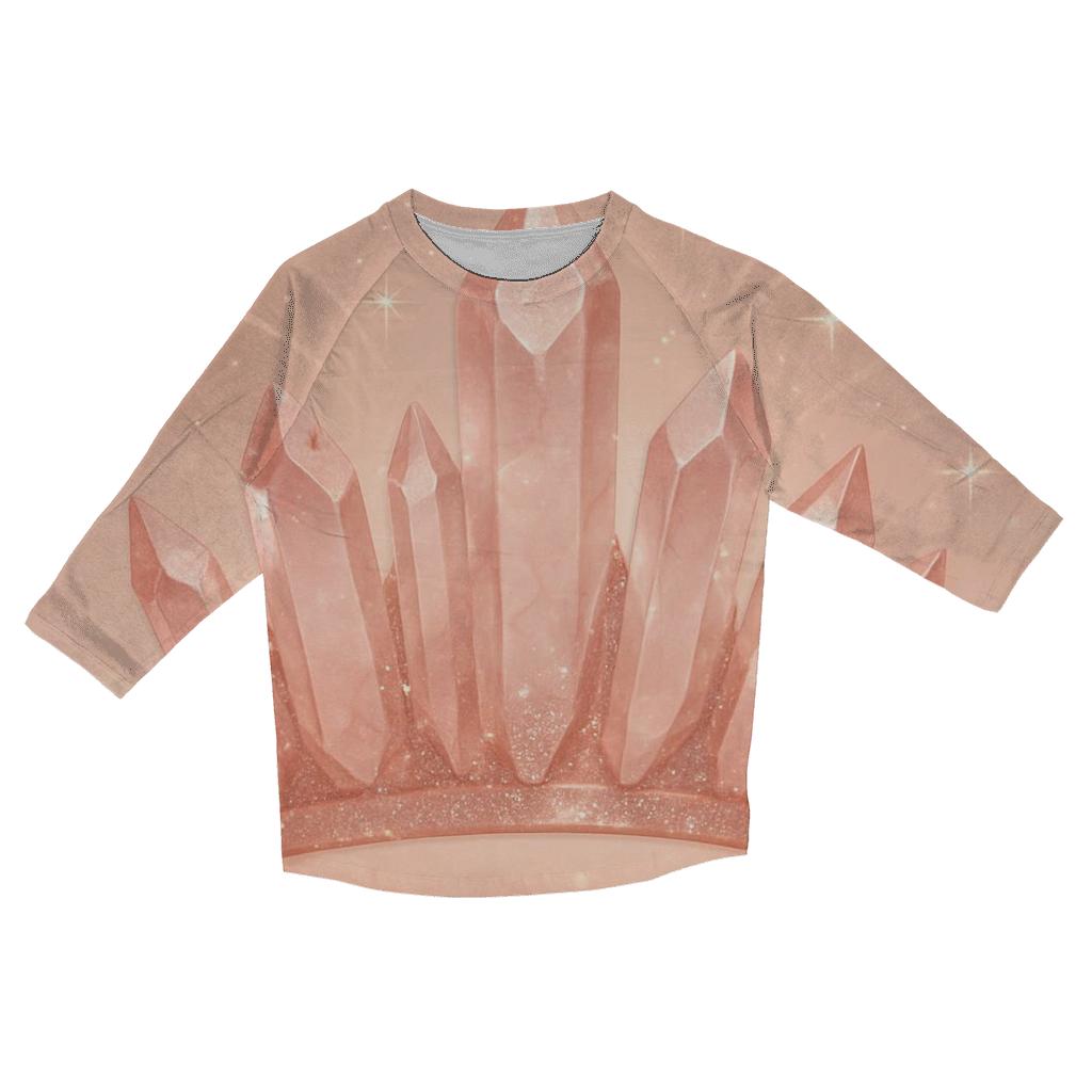 Rose Quartz Glitter Crown custom 3/4 sleeve shirts