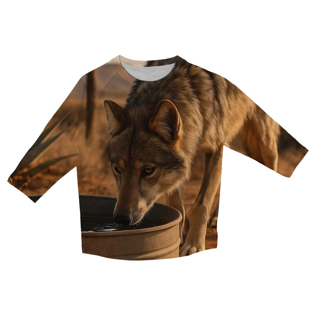 Mexican Gray Wolf At Desert Water Trough trendy 3/4 sleeve tops