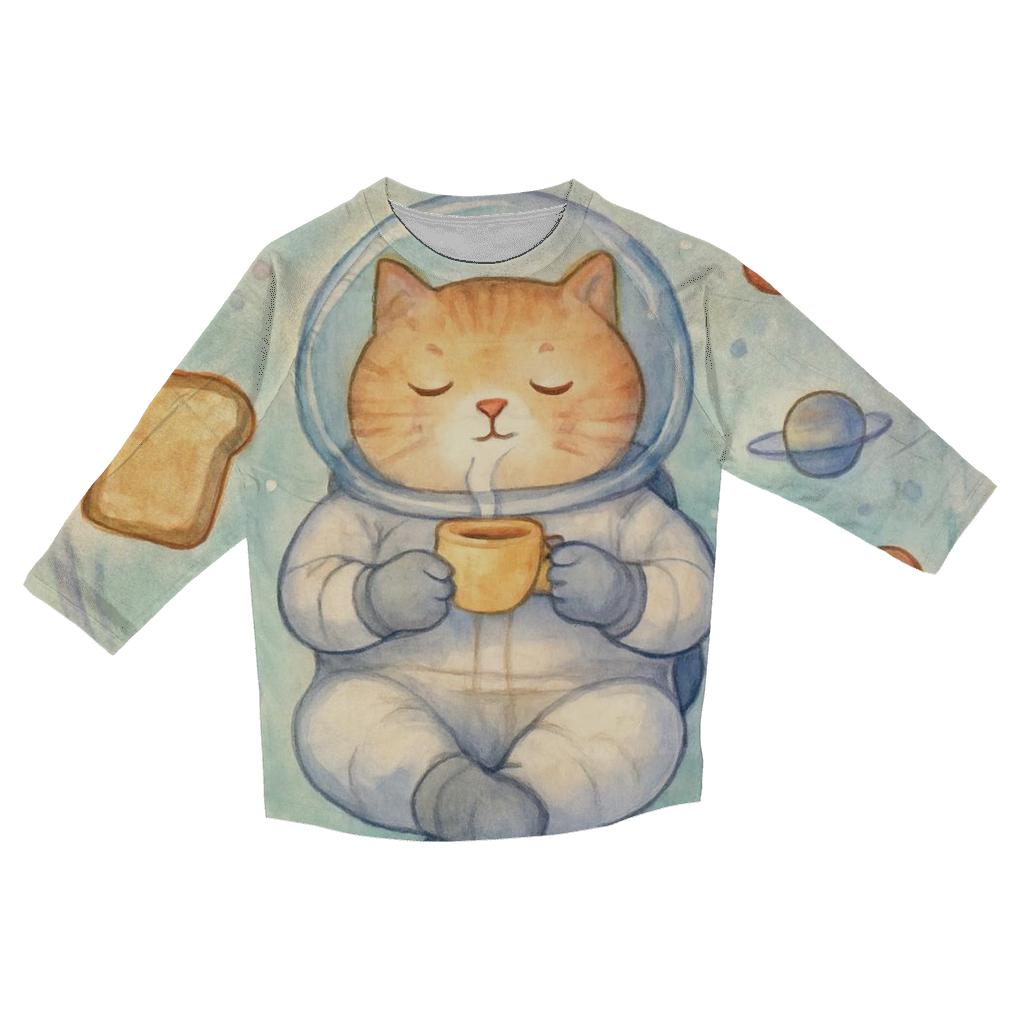 Orbiting Tea Party Cat custom 3/4 sleeve shirts