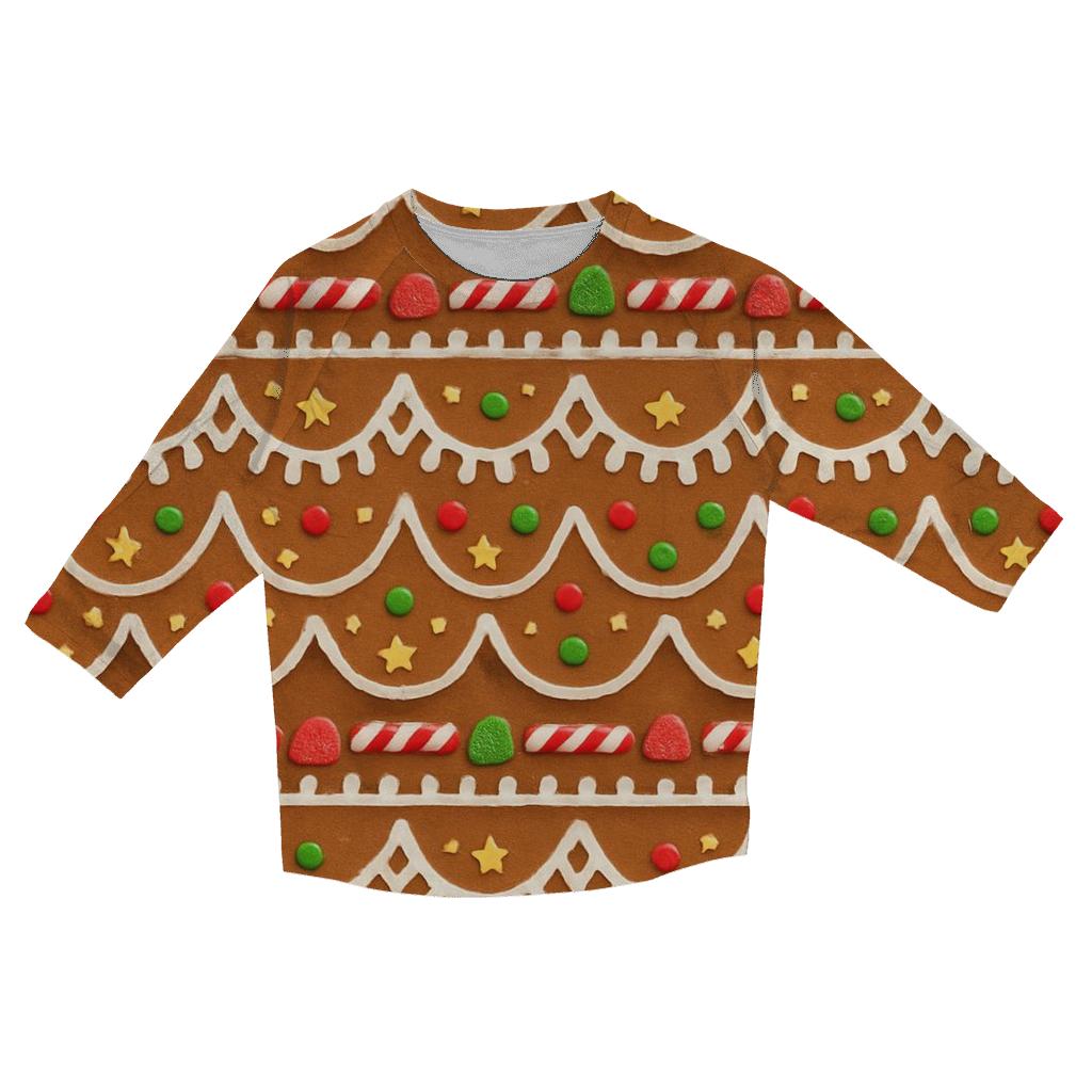 Gingerbread Roof Shingle Rows Design casual three quarter sleeve shirts