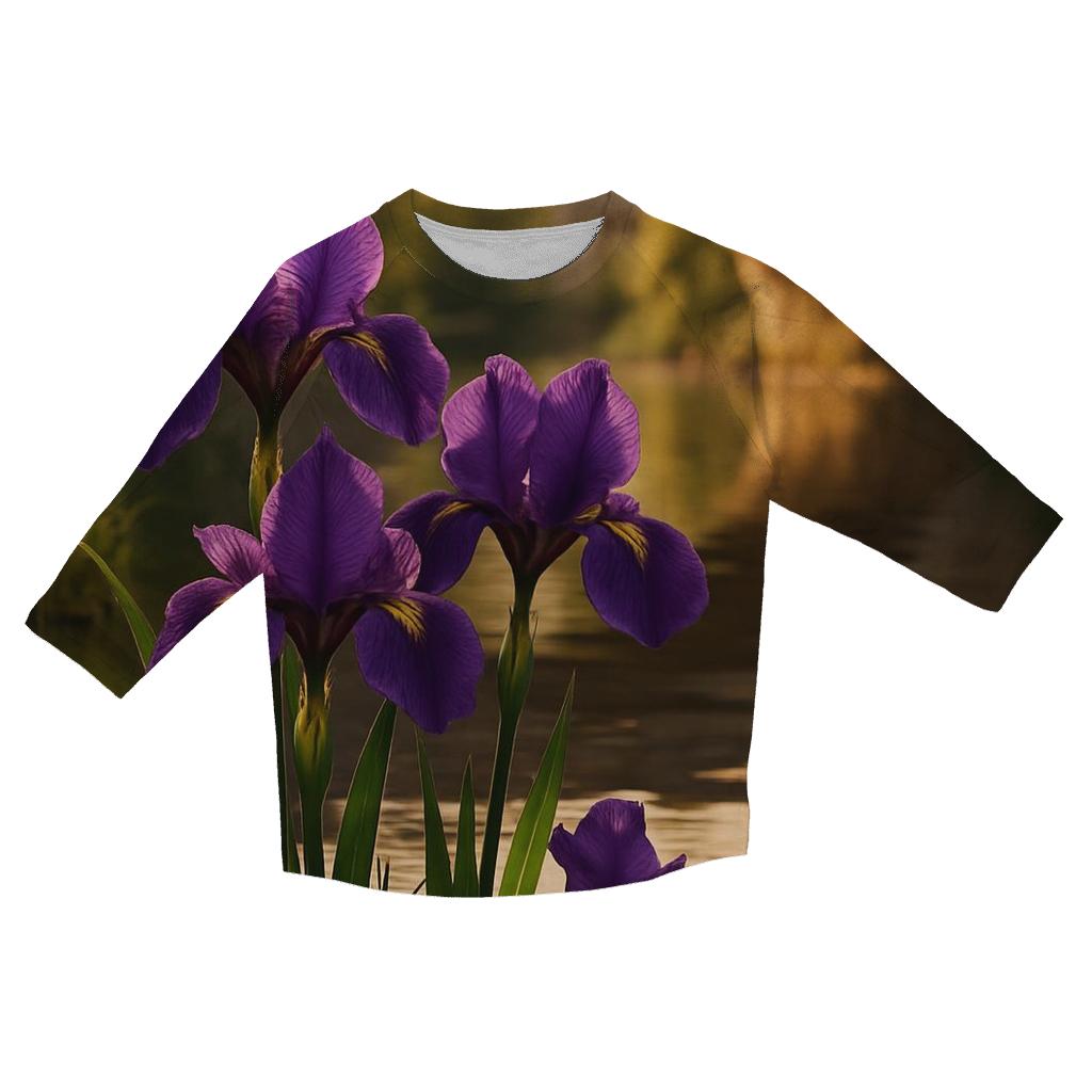 Iris Reflections Beside Old Stone Bridge fashion 3/4 sleeve shirts