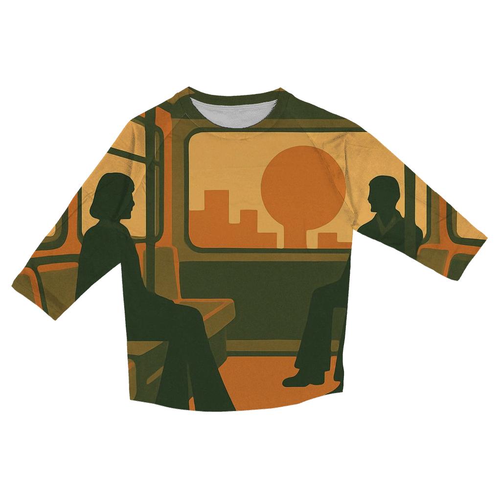 Sunrise Bus Commute printed three quarter sleeve shirts