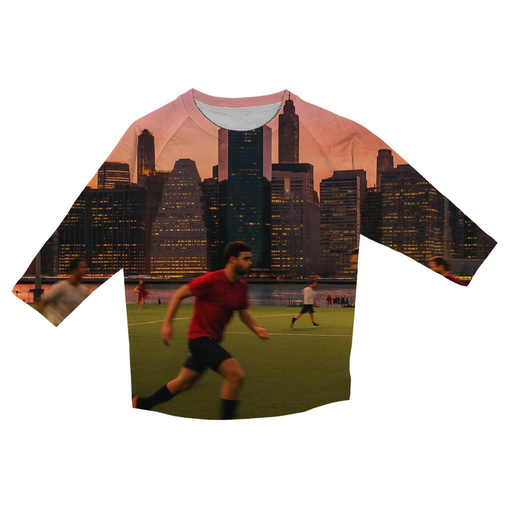 Sunset Soccer Under The Manhattan Skyline custom 3/4 sleeve shirts
