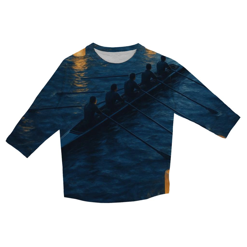 Nighttime Rowing Under Lanterns fashion 3/4 sleeve shirts