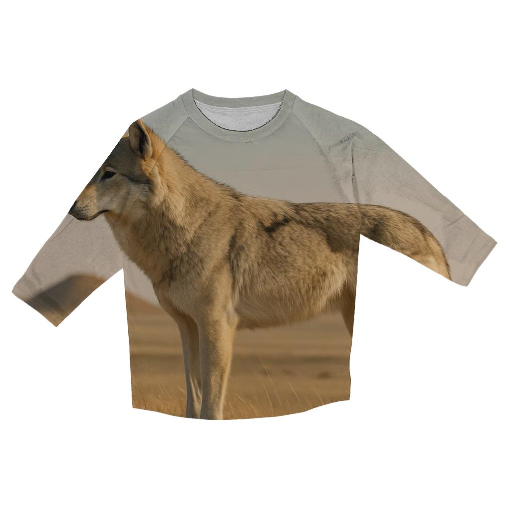 Steppe Wolf Among Ancient Burial Mounds designer 3/4 sleeve blouses