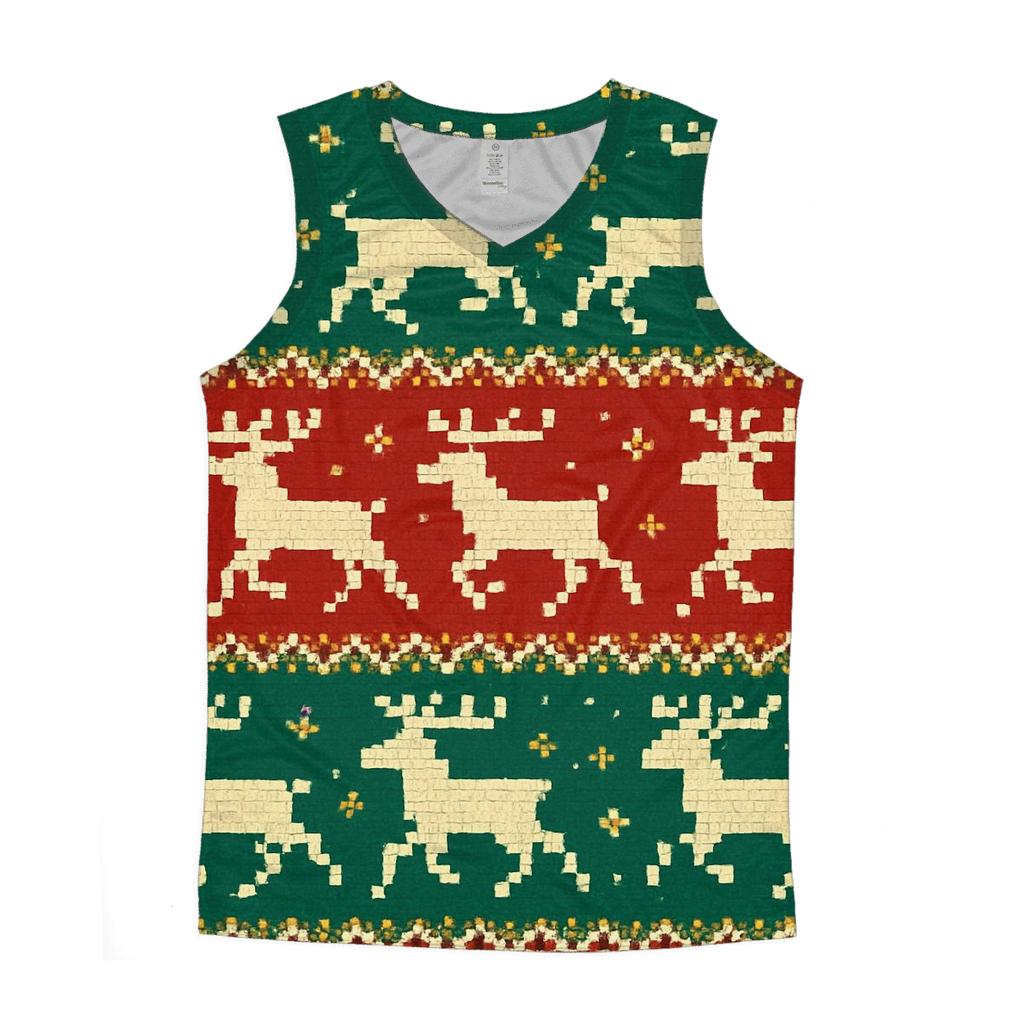 Tacky Tinsel Reindeer Stripe Design sports performance tank tops