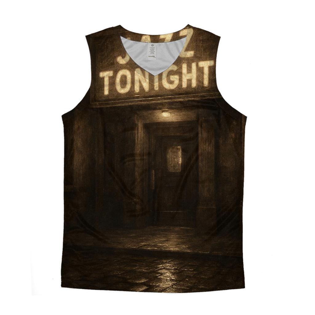 Sepia City Jazz Club Marquee graphic print tank tops