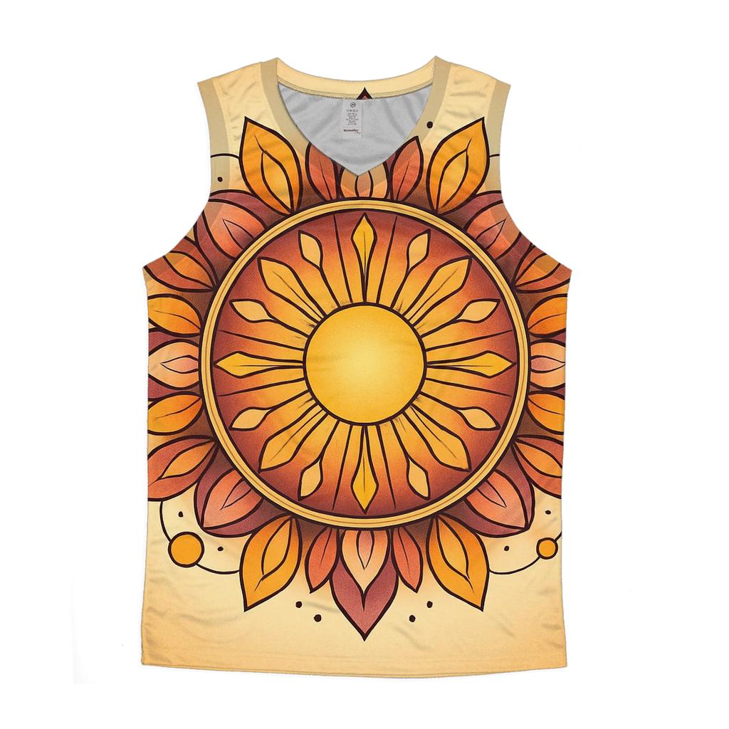Solar Bloom Mandala Burst cotton sleeveless tops