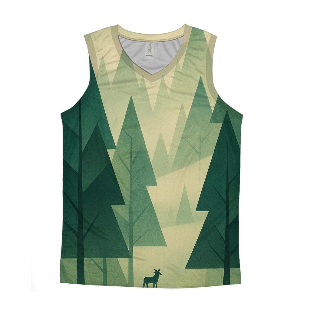Geometric Forest Echo cotton sleeveless tops