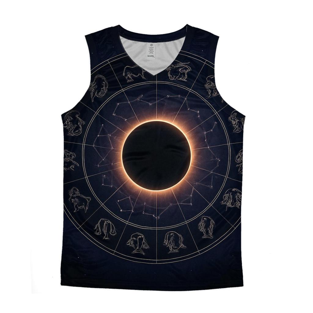 Zodiac Wheel Eclipse Alignment cotton sleeveless tops