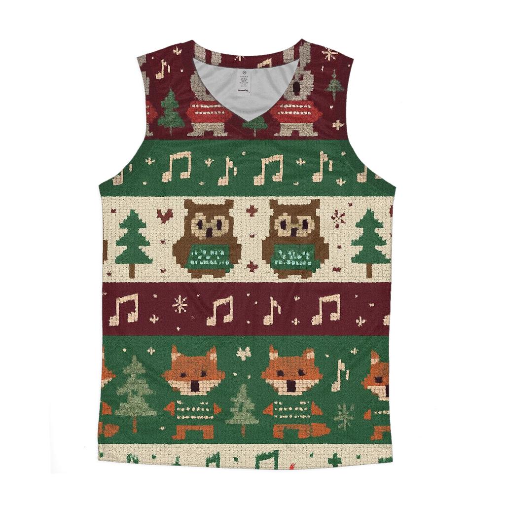 Caroling Critter Village Stripe Design casual summer tank tops