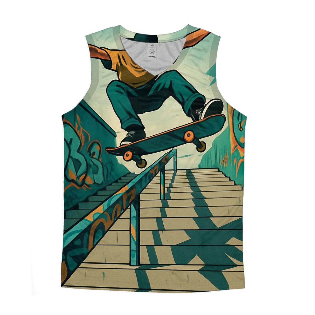 Street Skateboarding Stair Drop sports performance tank tops