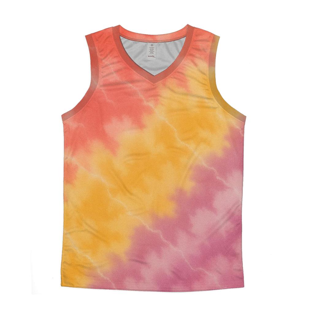 Diagonal Sunset Scrunch Field personalized athletic tanks