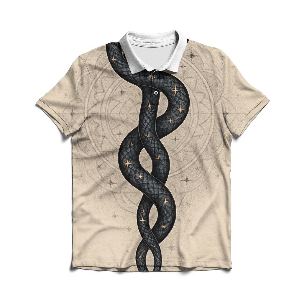 Celestial Spine Ouroboros custom polo shirts
