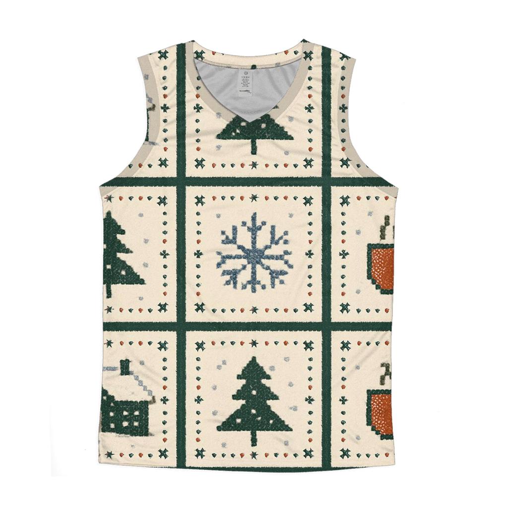 Frosty Chalet Window Panel Design sports performance tank tops
