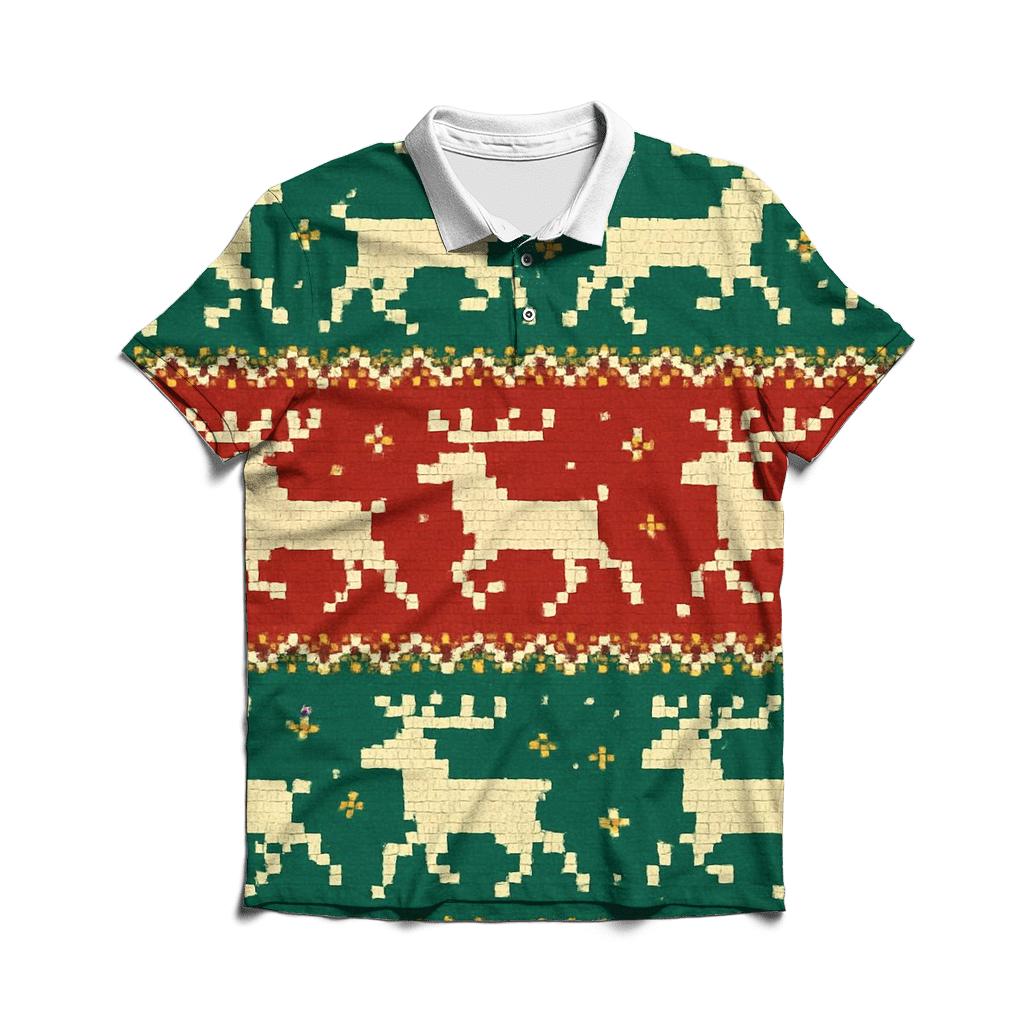 Tacky Tinsel Reindeer Stripe Design branded logo polo shirts