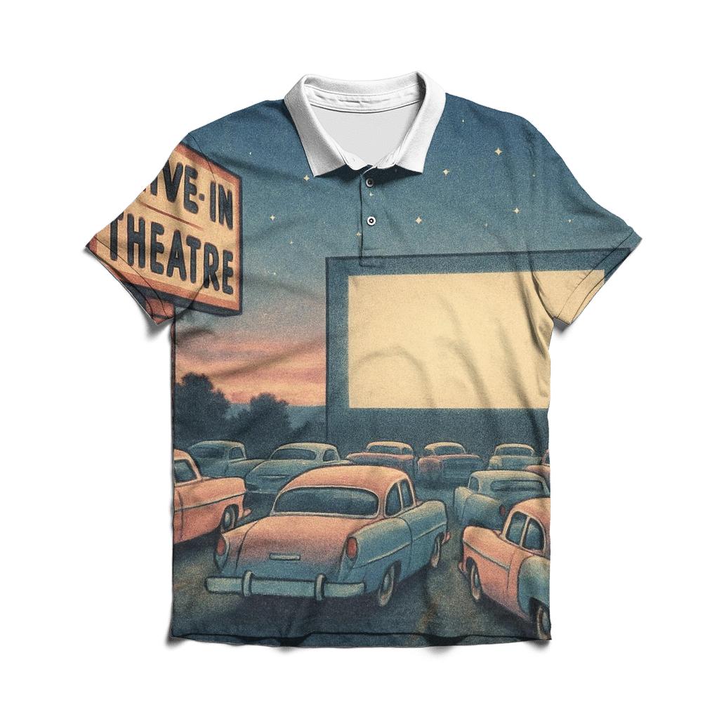Faded Drive In Movie Night Scene stylish collar polo tees