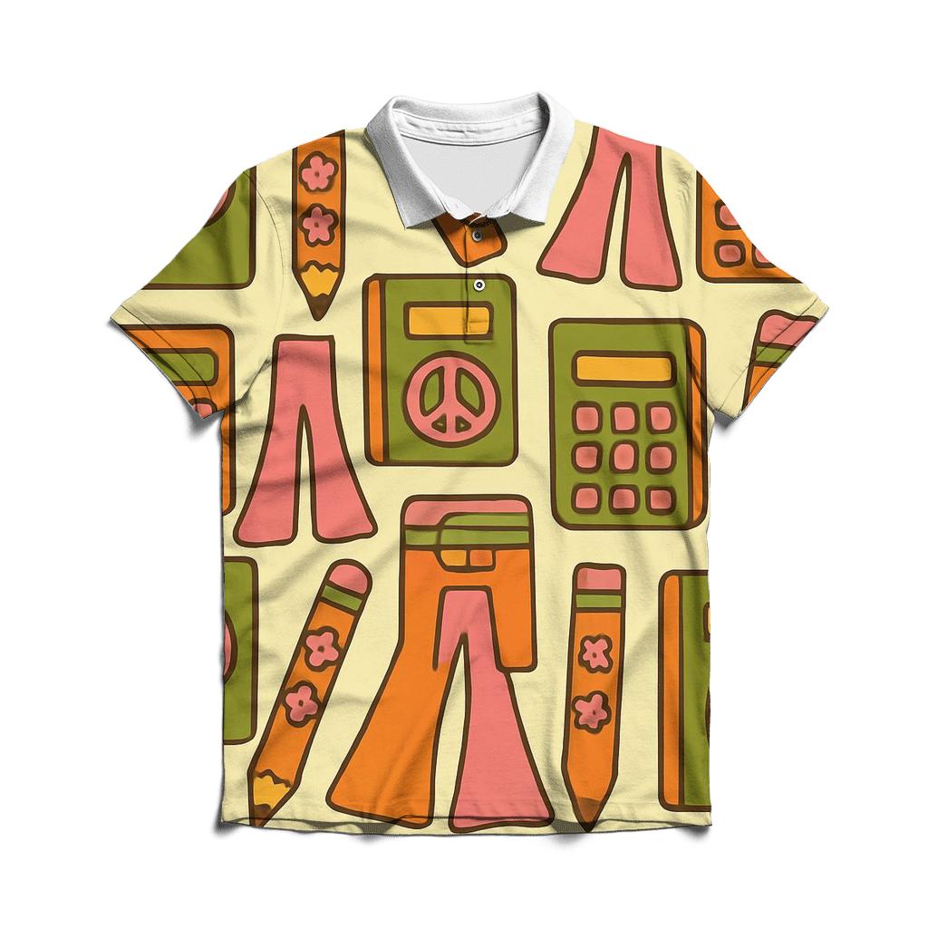 Groovy Classroom Doodles premium cotton polo shirts