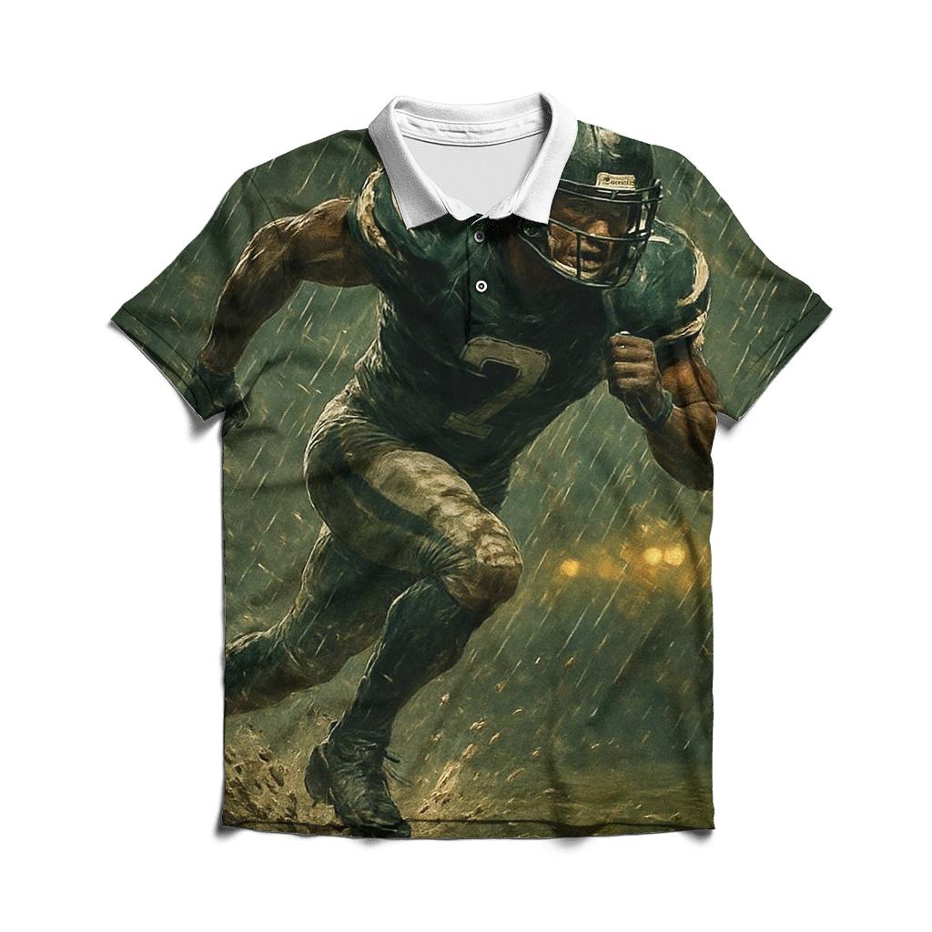 Rain Soaked Football Sprint embroidered polo tops