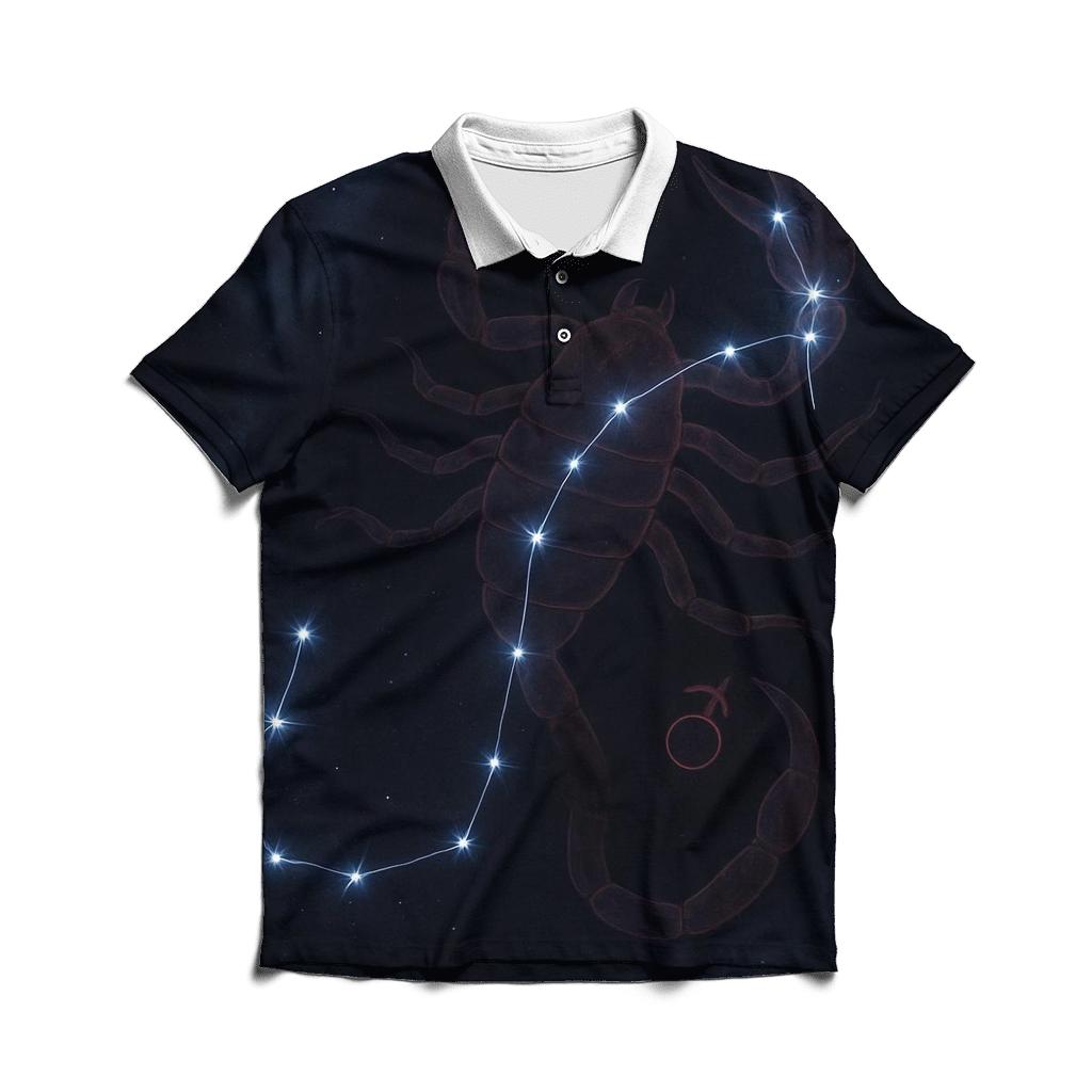 Scorpio Midnight Serpent Of Stars casual sports polo shirts