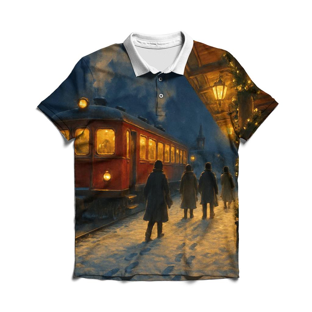 Midnight Train To Christmas Village casual sports polo shirts