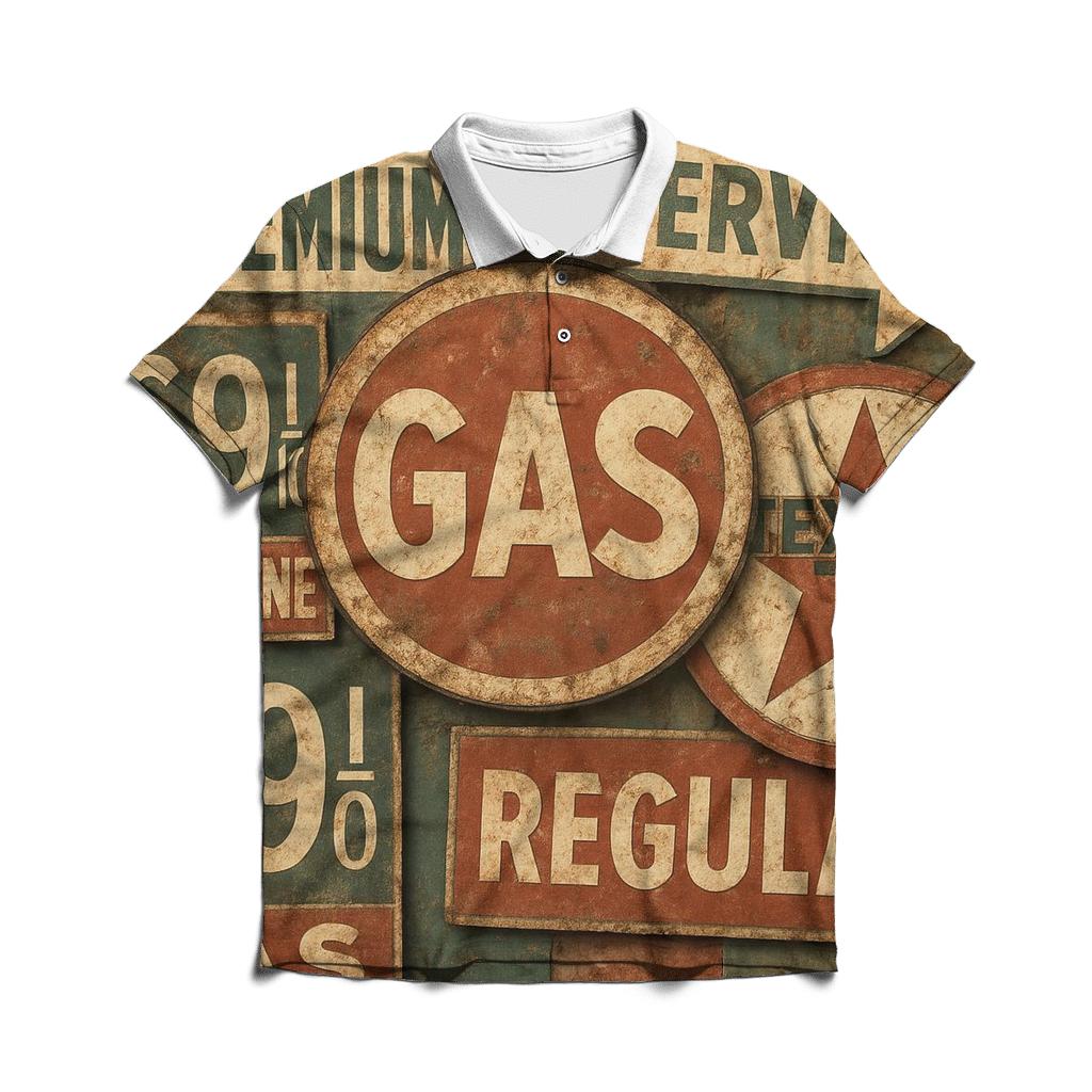 Old Station Service Sign Montage designer slim fit polos