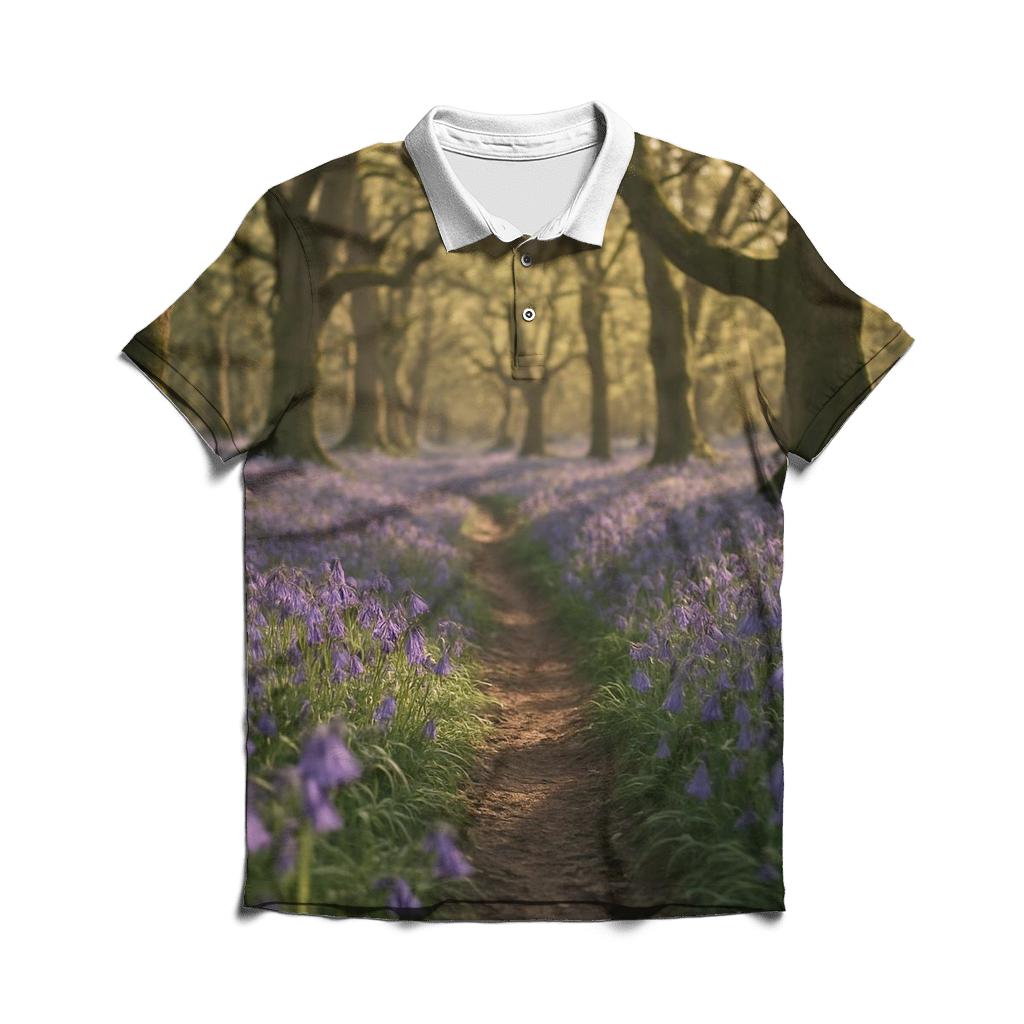 Bluebells In Ancient Woodland Hollow designer slim fit polos