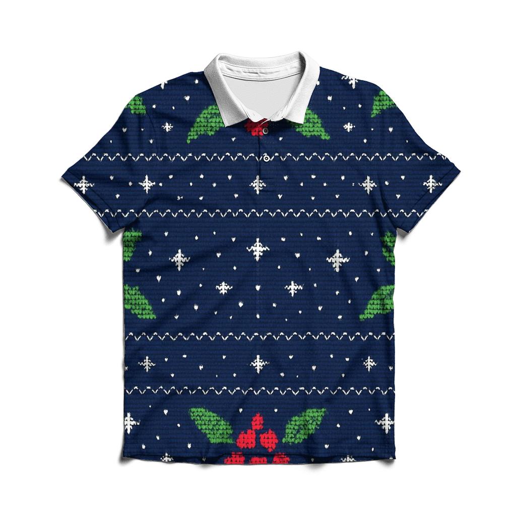 Midnight Mistletoe Galaxy Bands Design premium cotton polo shirts