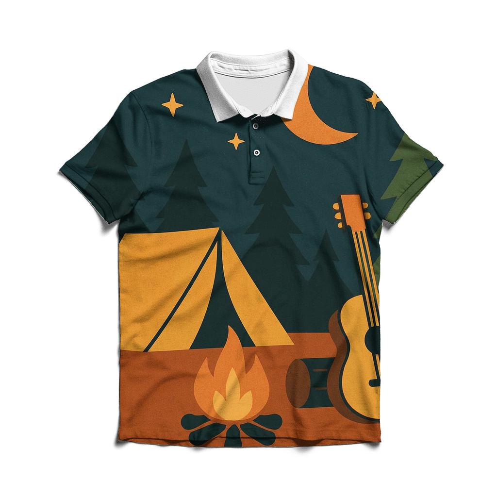 Campfire Guitar Nights stylish collar polo tees