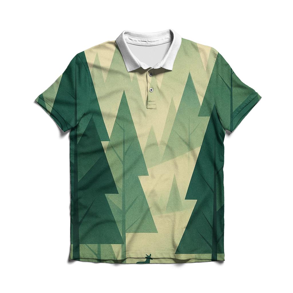 Geometric Forest Echo premium cotton polo shirts