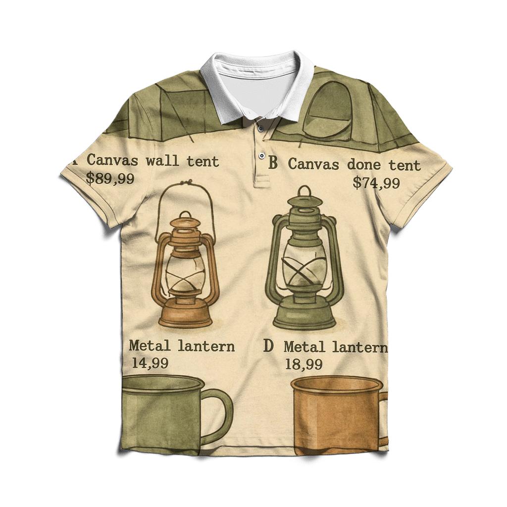 Vintage Camping Supply Catalog Page premium cotton polo shirts