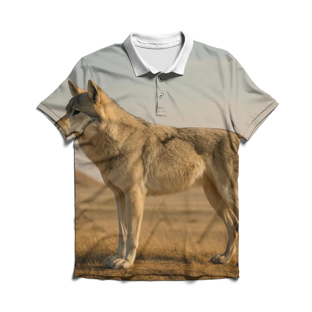 Steppe Wolf Among Ancient Burial Mounds classic pique polos