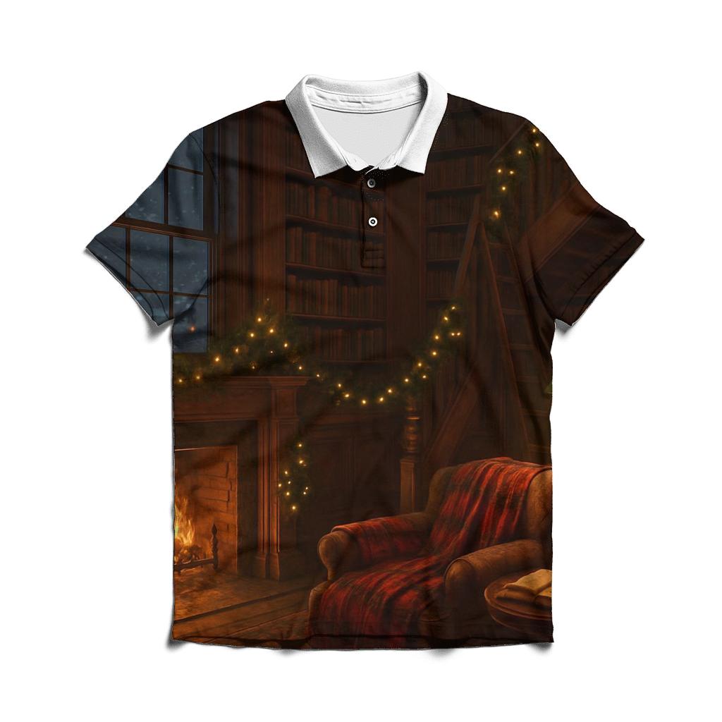 Quiet Library Wrapped In Winter custom polo shirts