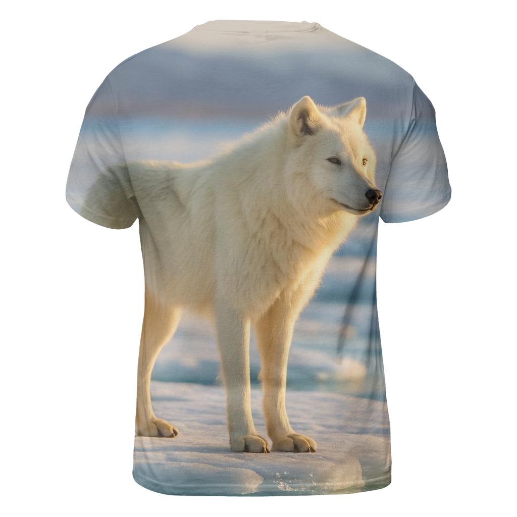 Arctic Wolf On Thawing Sea Ice Edge statement graphic shirts
