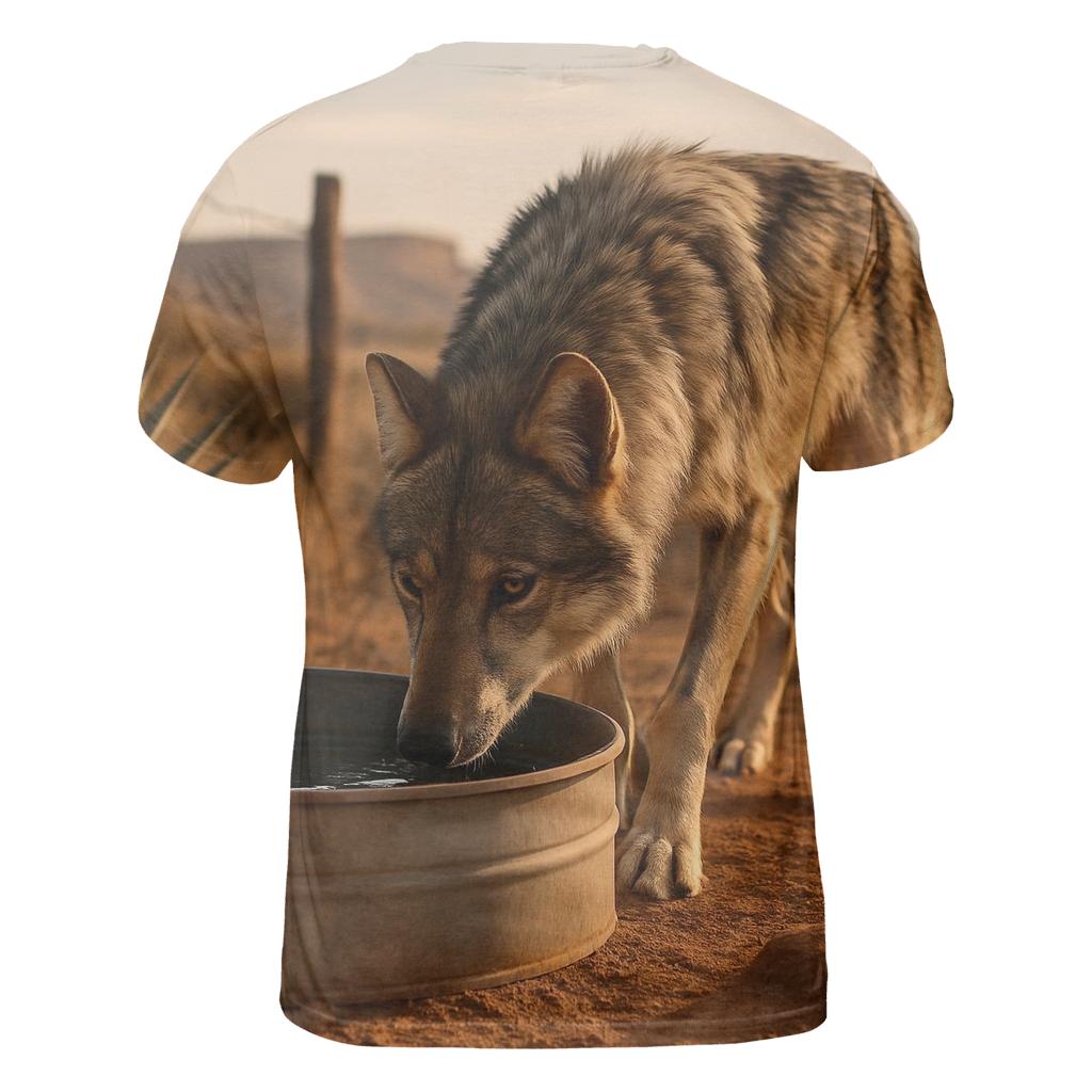 Mexican Gray Wolf At Desert Water Trough custom all-over print shirts