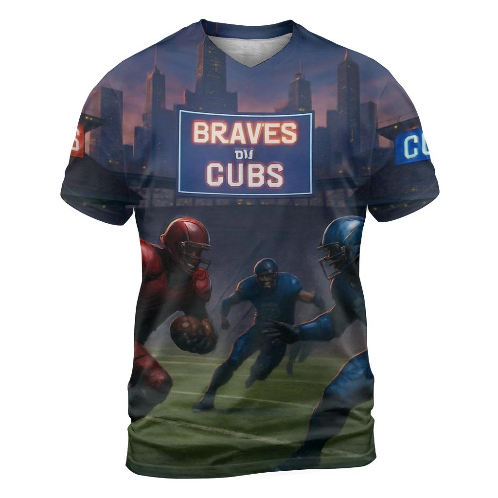 Skyline Stadium Siege Braves Vs Cubs vibrant all-over design tees