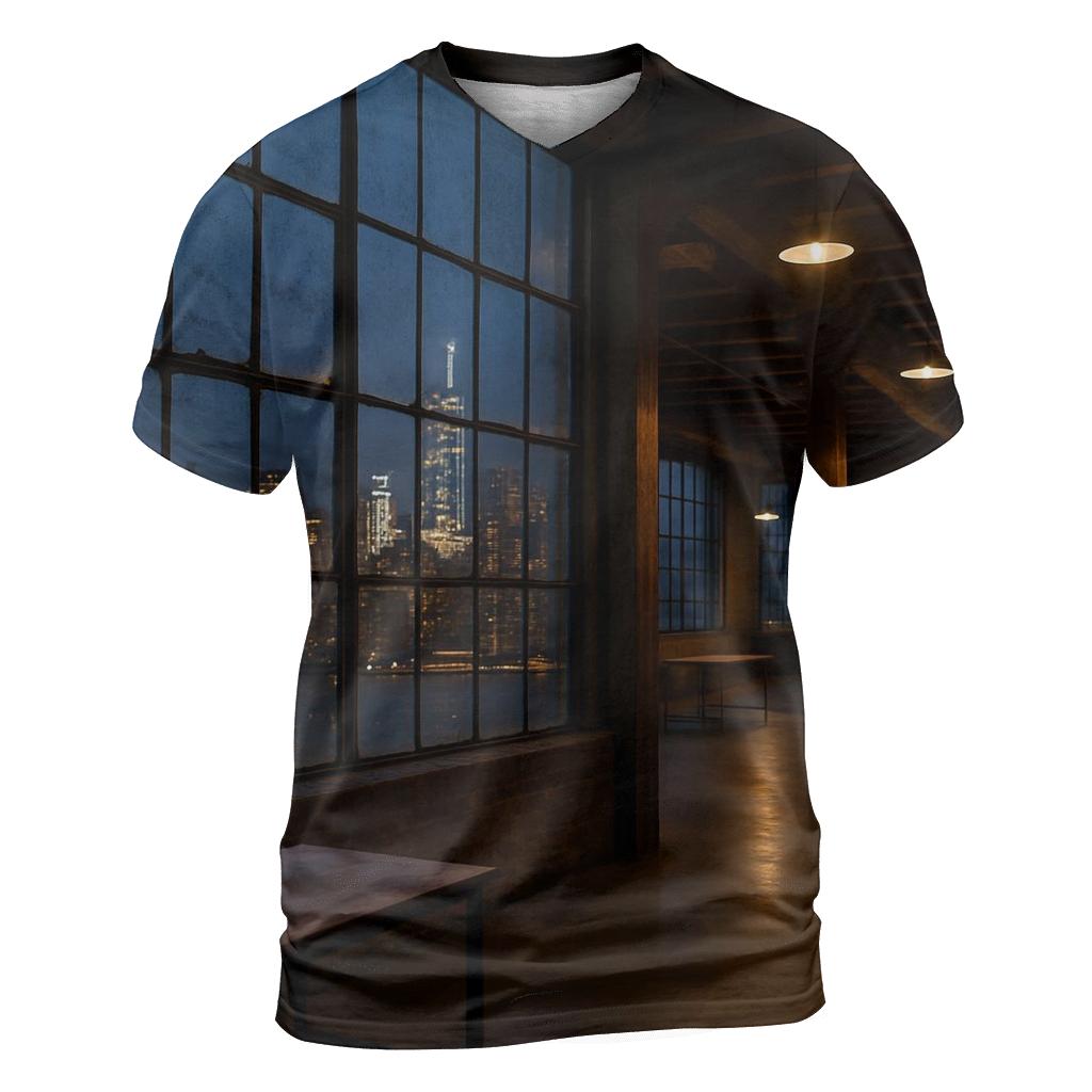 Brooklyn Industry City Skyline Through Factory Windows personalized full print shirts