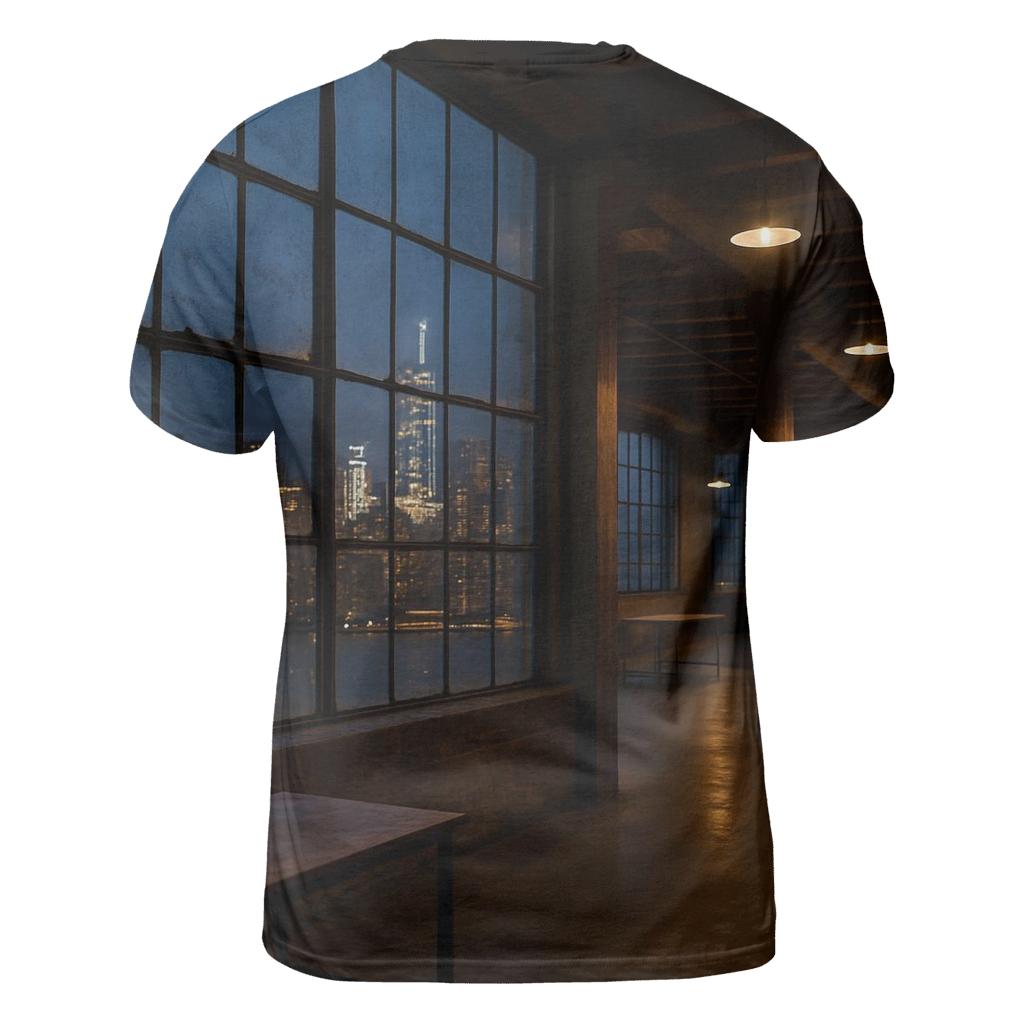 Brooklyn Industry City Skyline Through Factory Windows personalized full print shirts