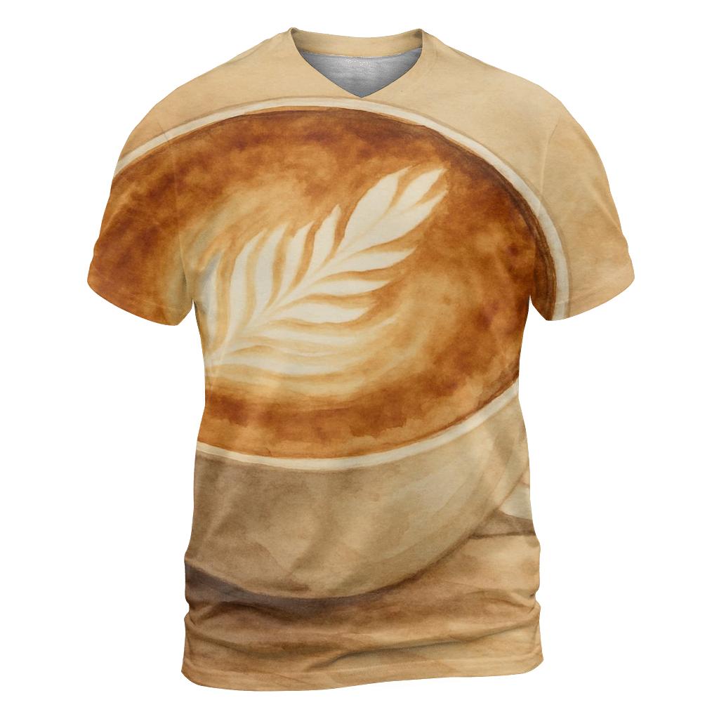 Latte Leaf Drift artistic all-over print tops