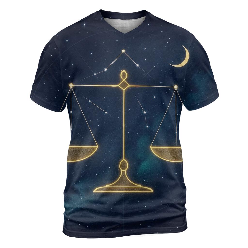 Luminous Libra Cosmic Scales trendy printed shirt styles