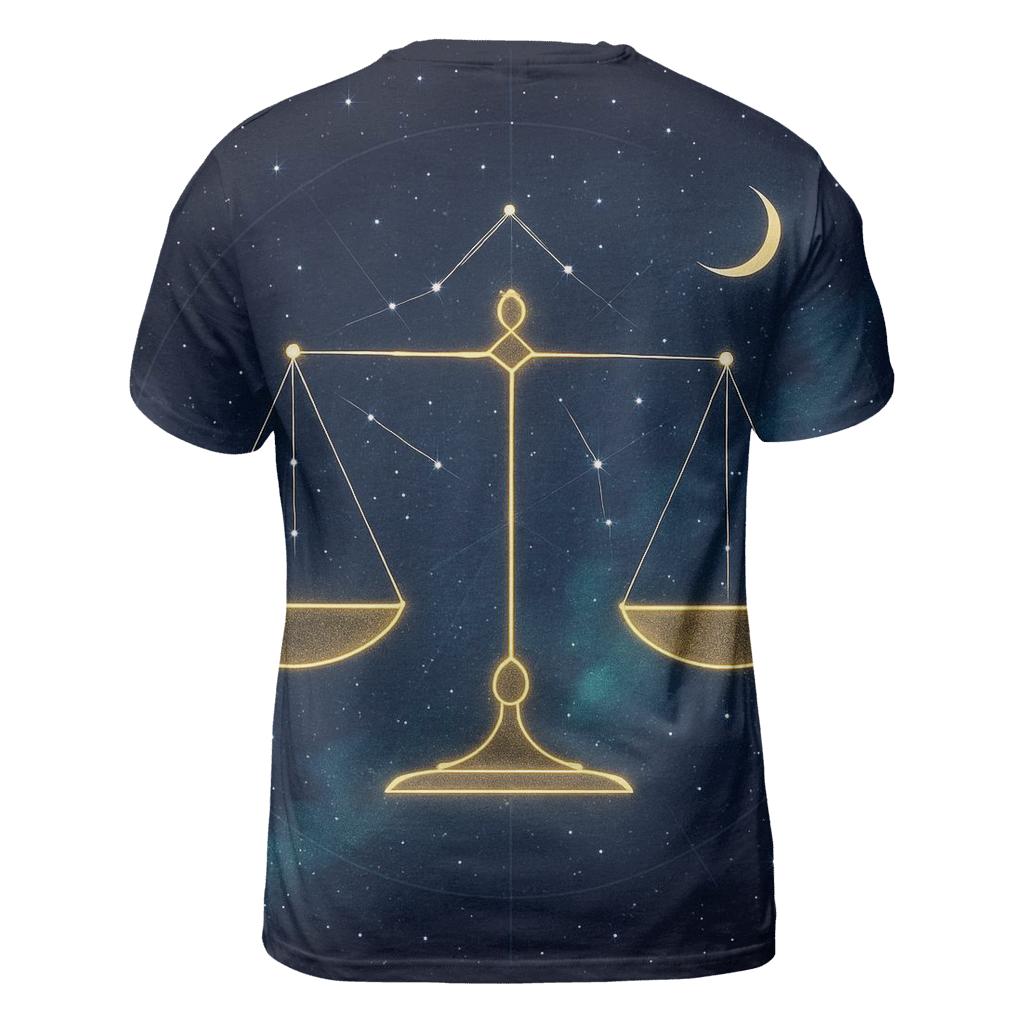 Luminous Libra Cosmic Scales trendy printed shirt styles