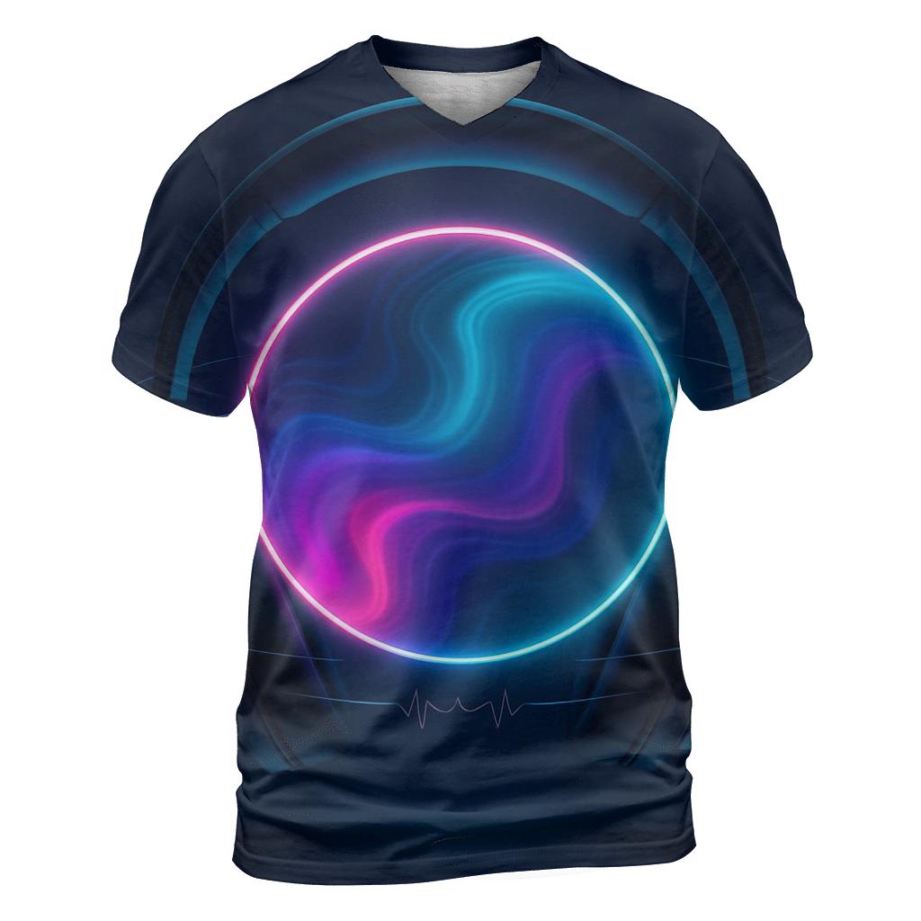 Holographic Headphone Halo artistic all-over print tops