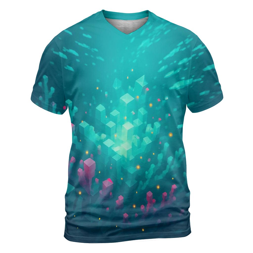 Crystal Reef Data Flow vibrant all-over design tees