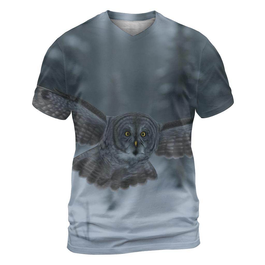 Great Gray Owl Silent Glide In Spruce Bog unique graphic print tees