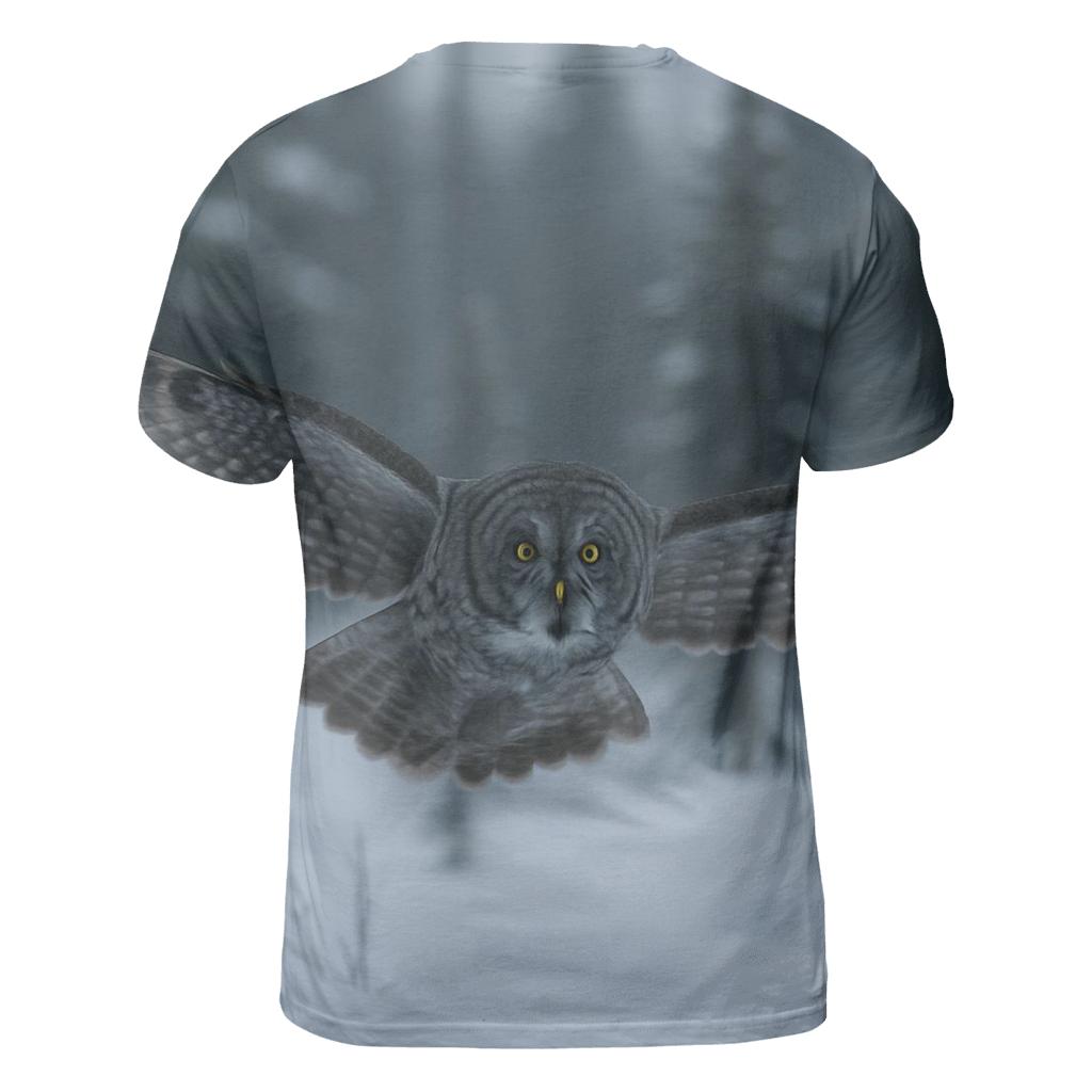 Great Gray Owl Silent Glide In Spruce Bog unique graphic print tees