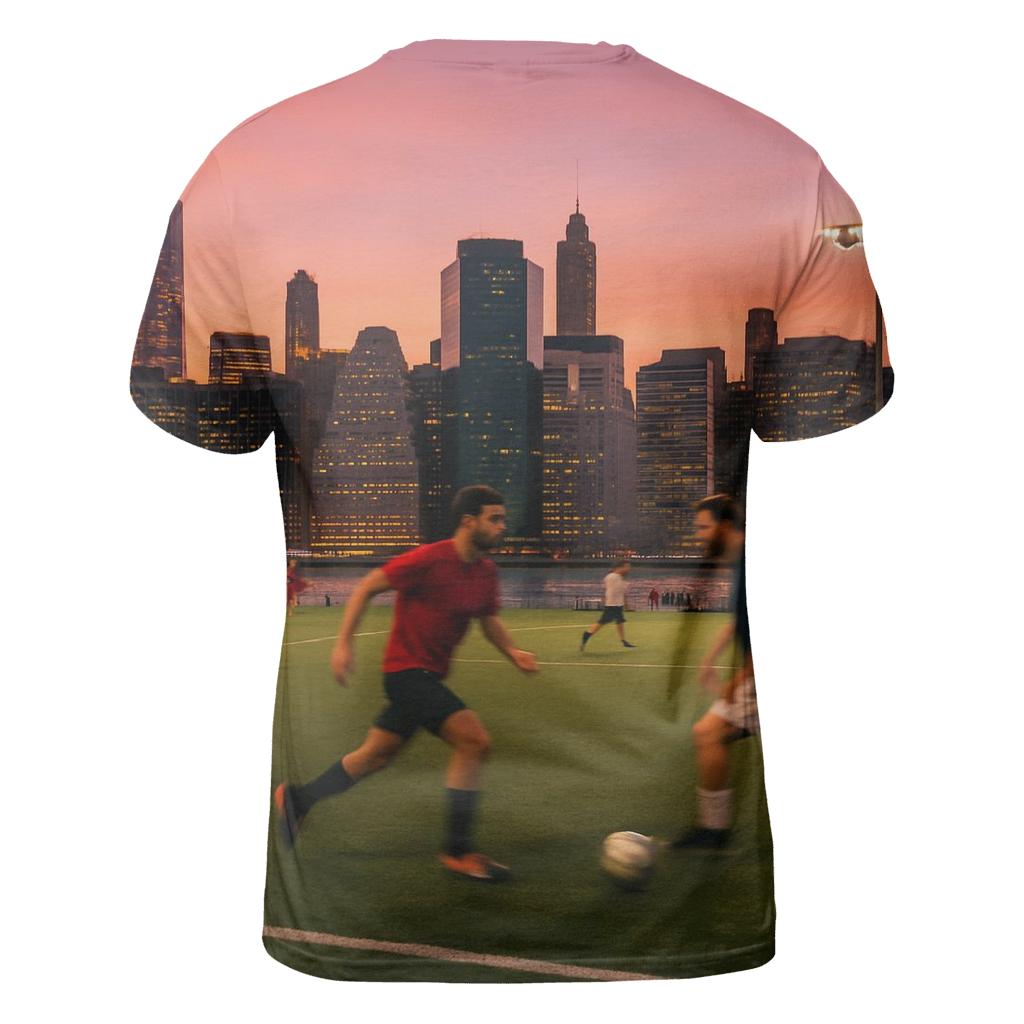 Sunset Soccer Under The Manhattan Skyline creative print fashion shirts